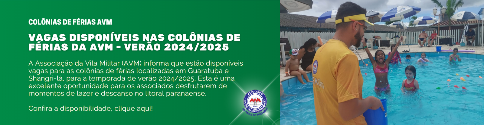 Vagas Disponíveis nas Colônias de Férias da AVM – Verão 2024/2025